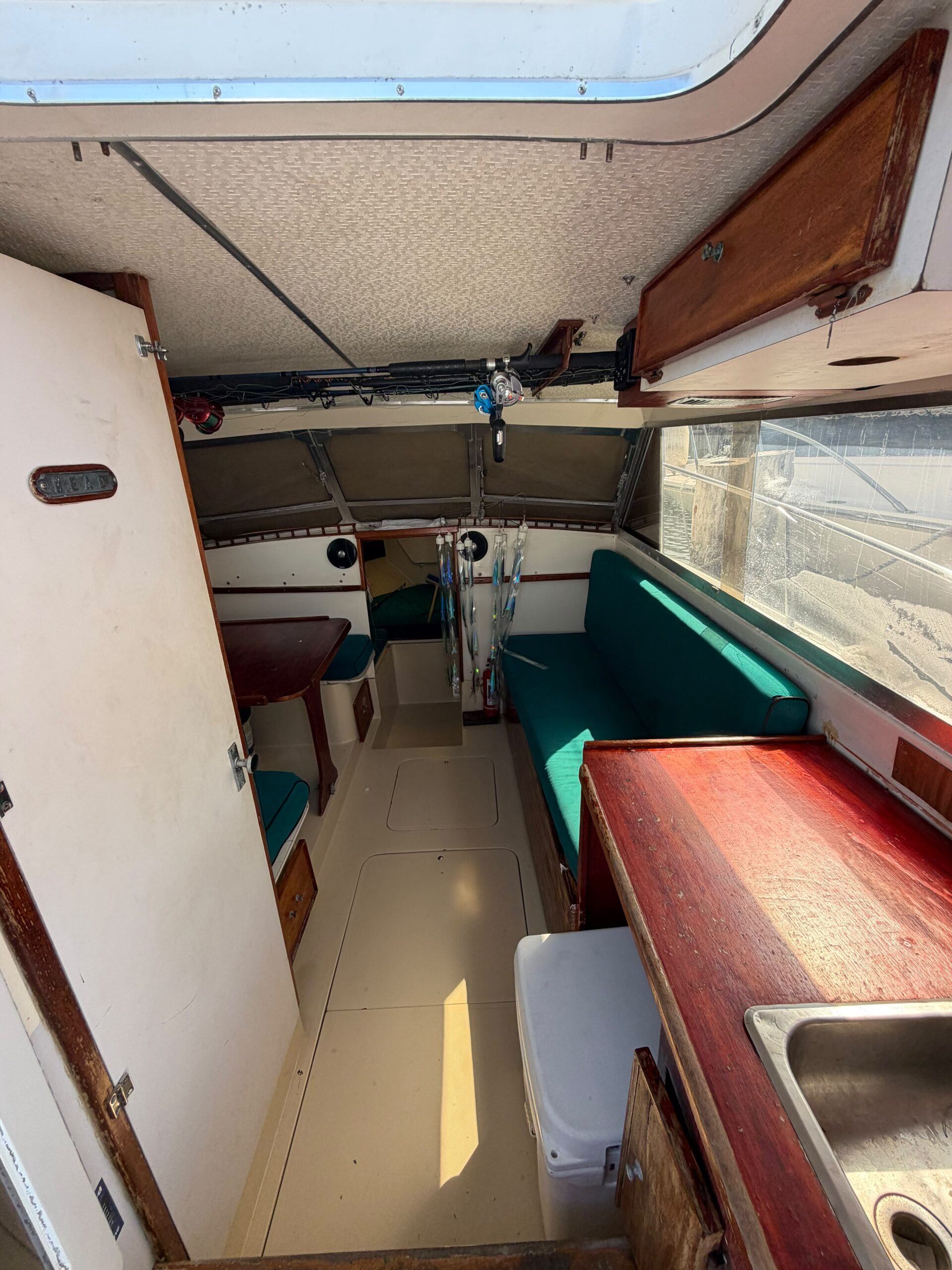 Inside the sport fishing boat