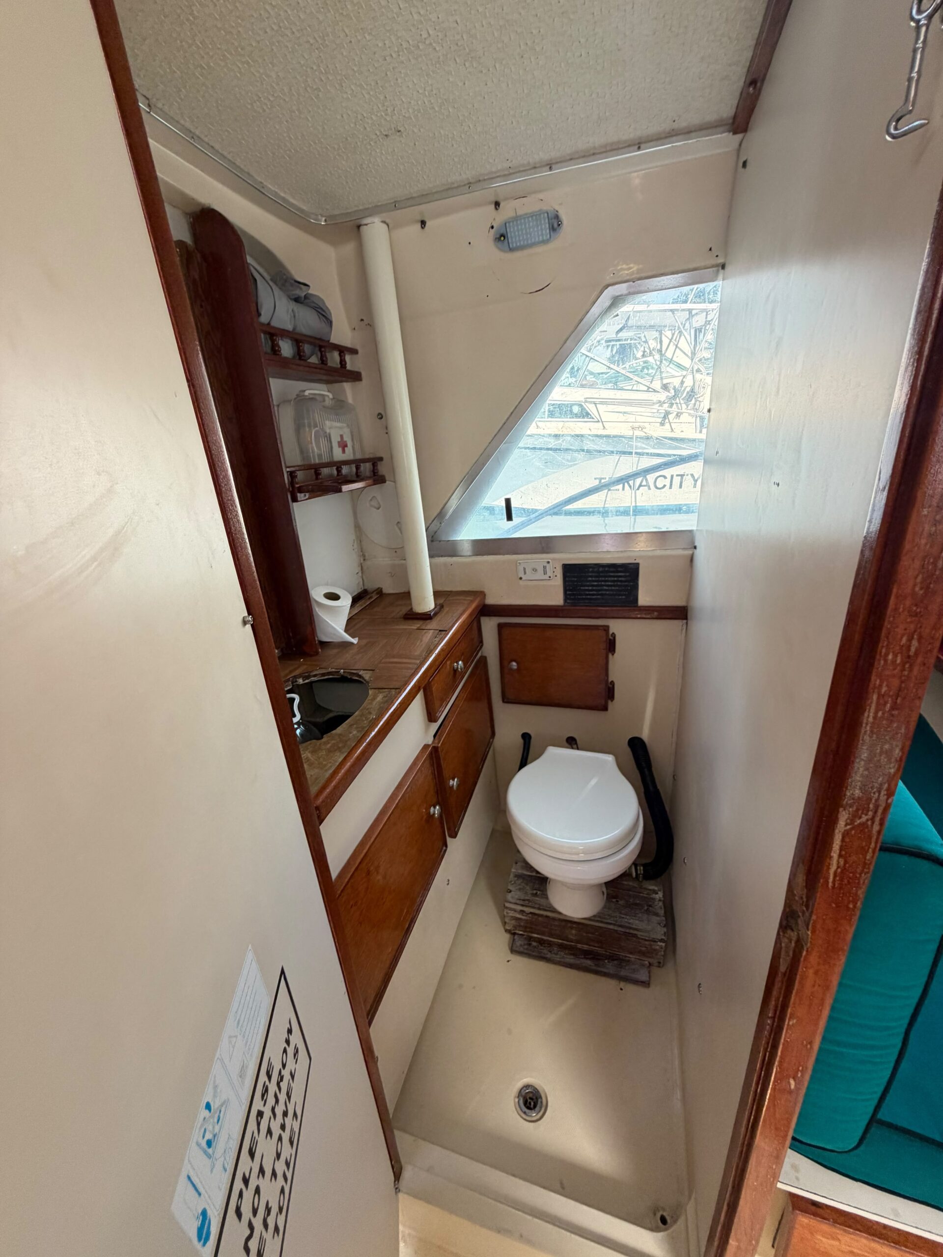 Bathroom aboard the fishing yacht