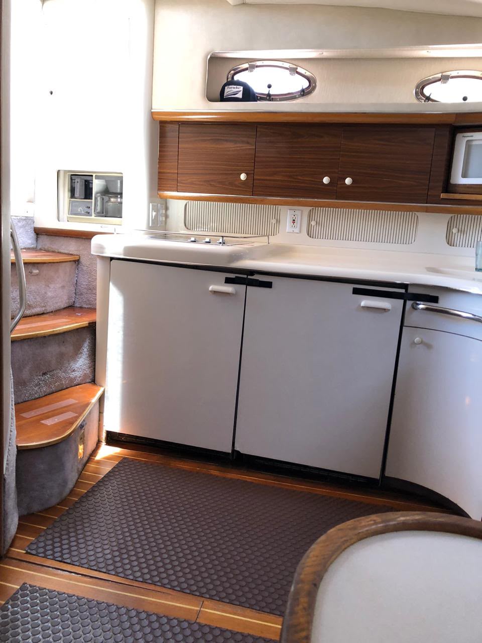 Galley kitchen aboard the Fourwinns 48