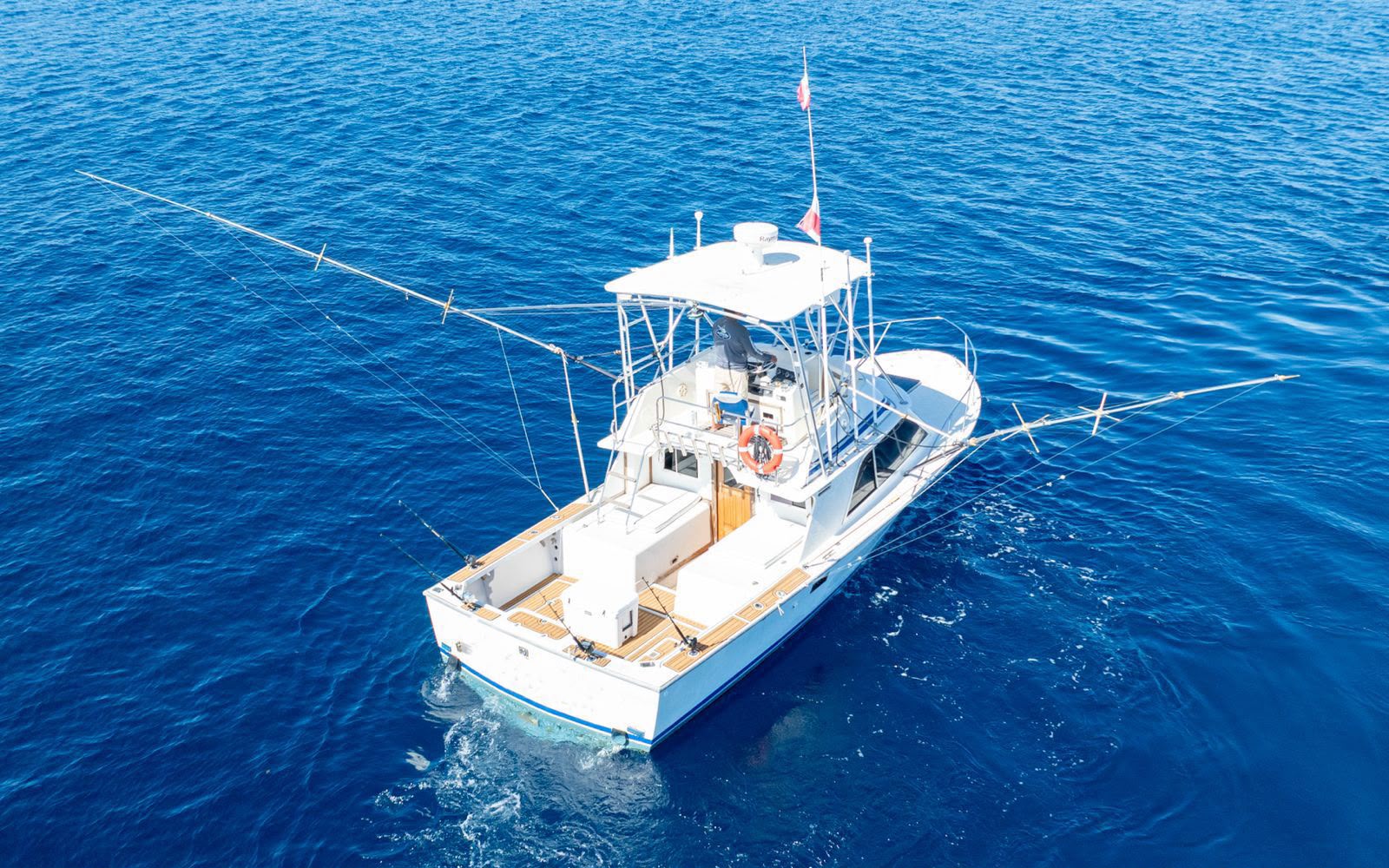 Puerto Aventuras fishing boat on turquoise Caribbean water